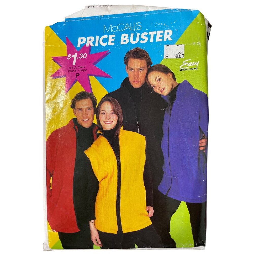Y2K McCalls P479 Sewing Pattern Size Large-XL Misses Mens Jacket Or Vest UNCUT